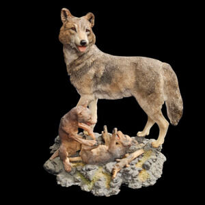 Hamilton Collection Wolves of the Wilderness 1996 Tumbling Twosome Figurine